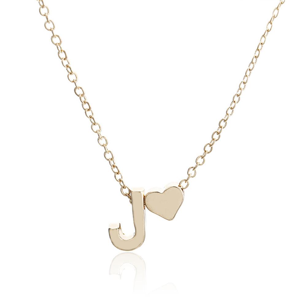 Women Fashion Simple Design Heart Shape 26 Letter Pendant Necklace Jewelry