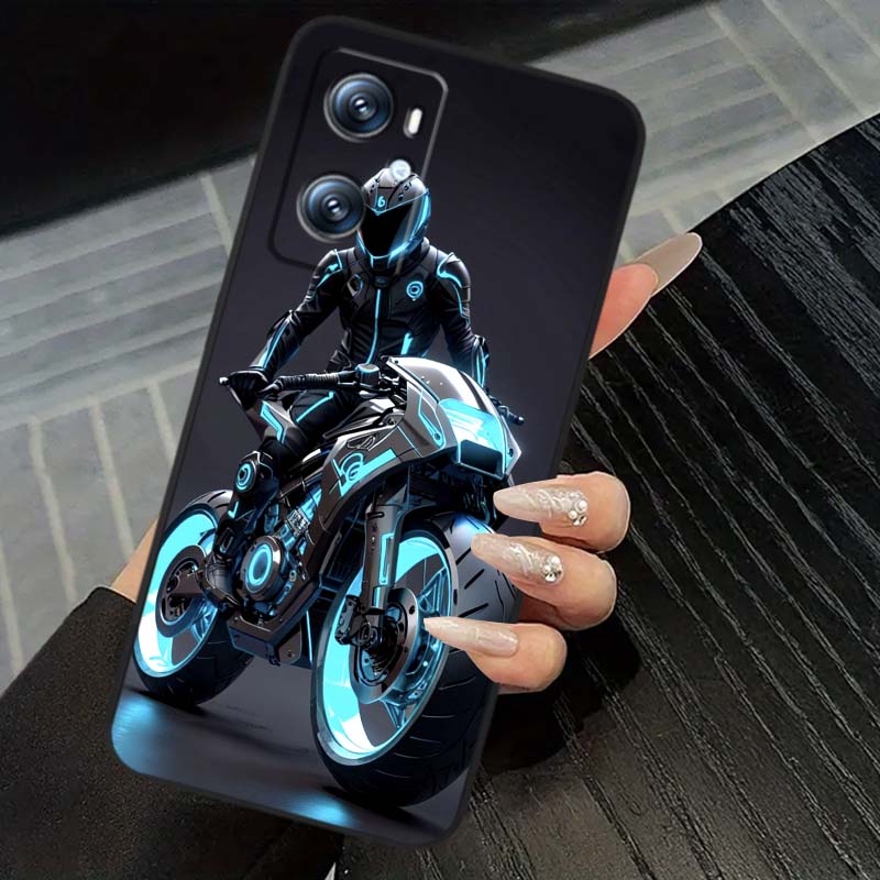 

Креативная крутая наклейка для мотоциклиста Для OPPO Reno 5 6 7 A96 A40 A58 Realme GT A74 A78 Neo2 A74 A78 Find X5 X3 X7 X8 Черный чехол для телефона OPPO A72
