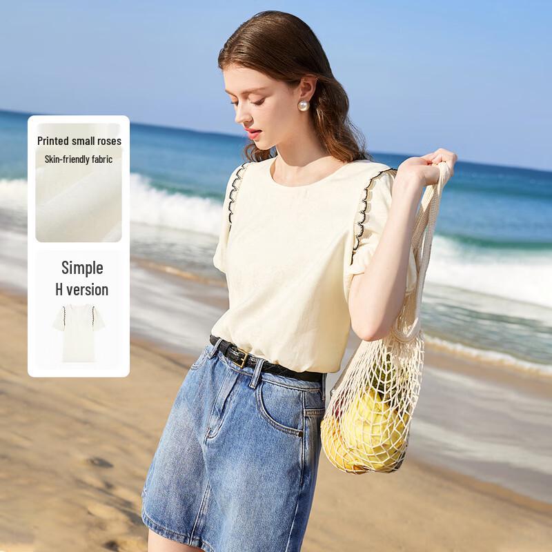 Women s Classic Round Neck Puff Sleeve Chiffon Blouse M