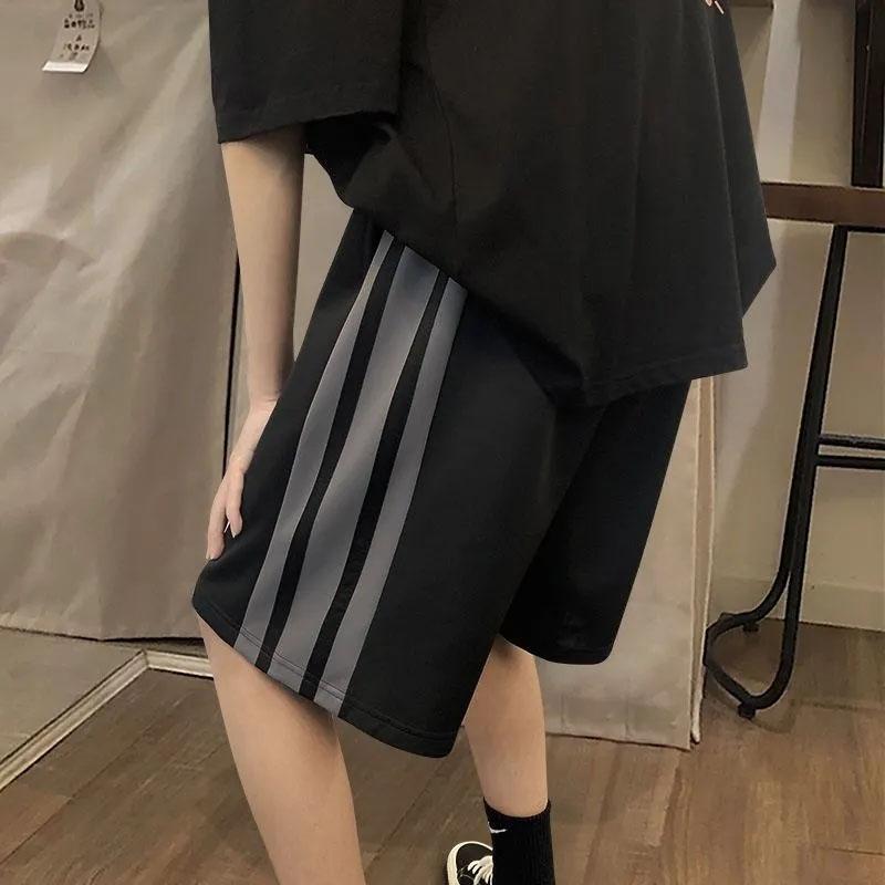 

Мужские тонкие спортивные быстросохнущие брюки с пятью точками, летние крутые дышащие шорты из ледяного шелка, свободные прямые повседневные пляжные брюки M