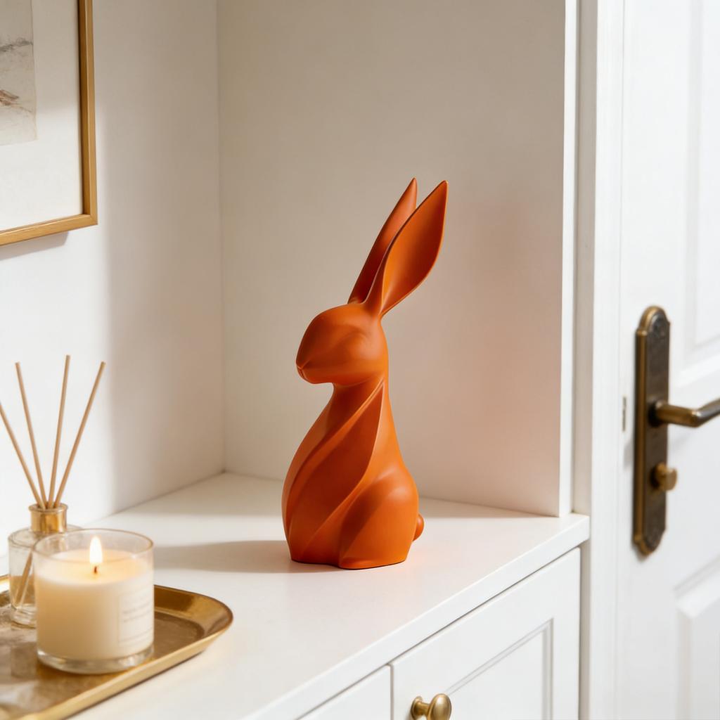 Easter Bunny Statue Ornament - Modern Minimalist Living Room Desktop Home Decor