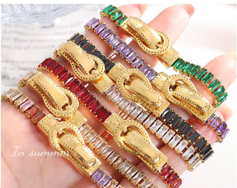 Light Luxury Seven-Color Zircon Gold-Plated Magnetic Bracelet with Titanium Steel Double-Sided Closure