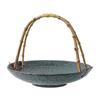 Wuhe Ceramic Serving Plate with Bamboo Handle