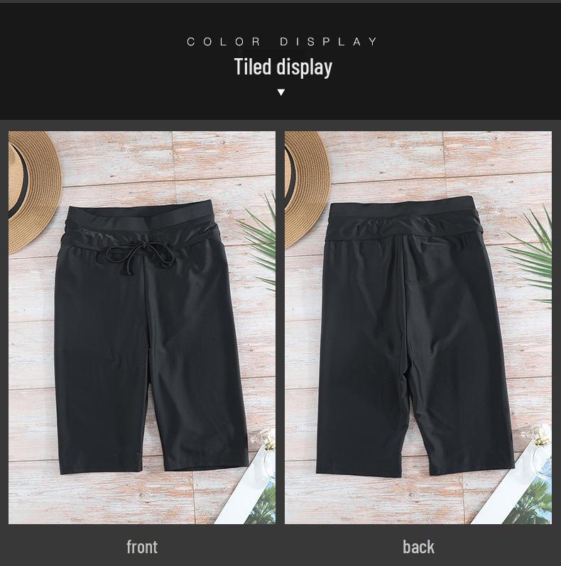 Shiying 2024 Women's Quick-Dry High-Waist Swim Trunks - European & American Style, Conservative Solid Color Boxer Briefs
