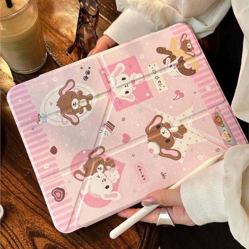 Cute Rabbit Tablet Case for IPad Pro 11 M2 M3 M4 M5 A16 2025 Air4 5 6 7 12.9/13/9.7/10.2/10.5/9.7in 5th 6/7/8/9 10th 11th Cover