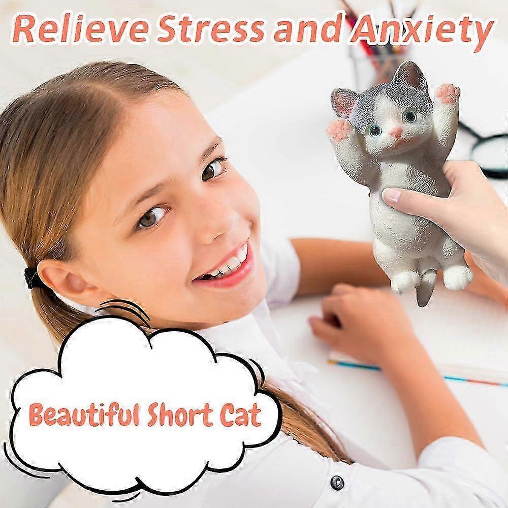 2-Pack Taba Cat Squishy for Kids Adults, Furry Chubby Cat Squishies Toys for Stress Relief, Super Soft Squeeze Fidget Toy 25-26s