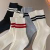 Female Autumn and Winter Stripe Color Bump Thick Line College Wind Tube Stack Socks
