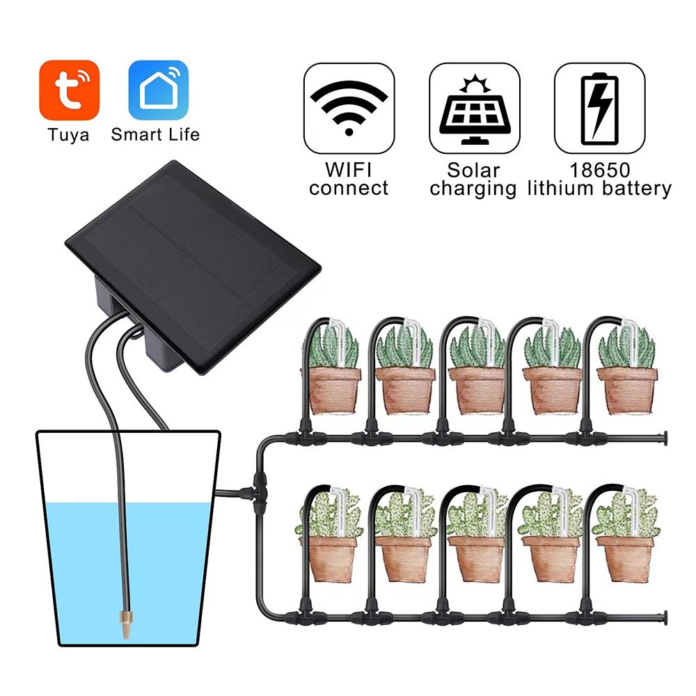 WiFi Smart Solar Water Timer Automatic Irrigation Watering System Flower Plant Drip Irrigation Kit for Indoor and Outdoor