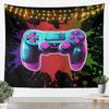 Flame Gaming Controller Tapestry, Black Background with Colorful Controller Pattern for Boys' Bedroom and Gamer Room Decor