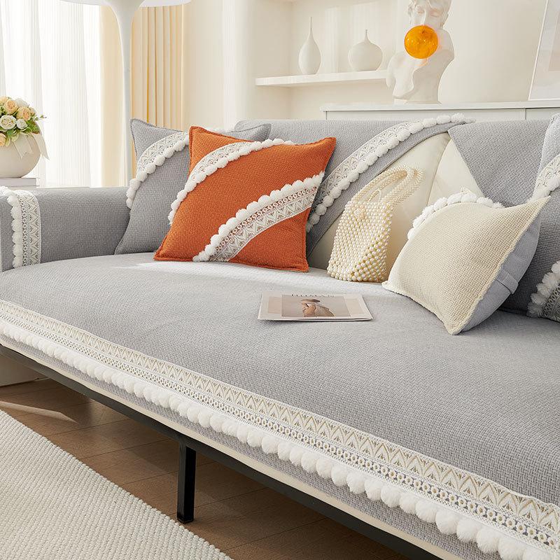 

Чехол для дивана из синели с кисточками, Нескользящая подушка для дивана, гостиная, универсальный чехол на четыре сезона, диванное полотенце, домашний декор 70x70