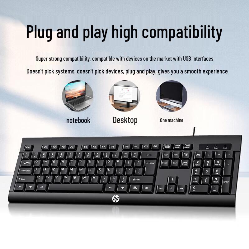 HP KM100 Wired Office Keyboard Mouse Combo