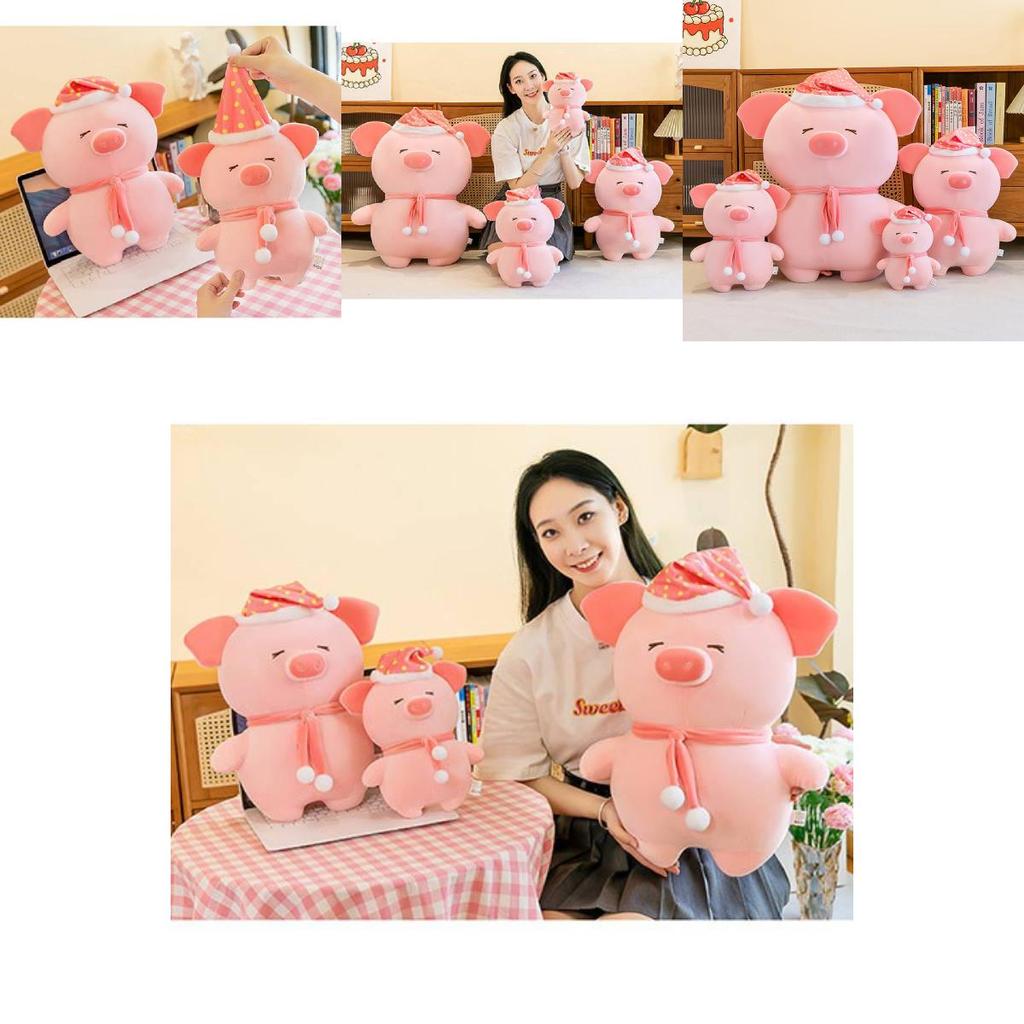 Adorable Pink Plush Pig Toy Cute Nighttime Buddy With Hat For Kids Comforting Sleep Companion