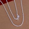 925 Sterling Silver 2 mm 16/18/20/22/24/26/28/30 tum Twist Rope Chain Halsband för Kvinna Män Mode Smycken Present