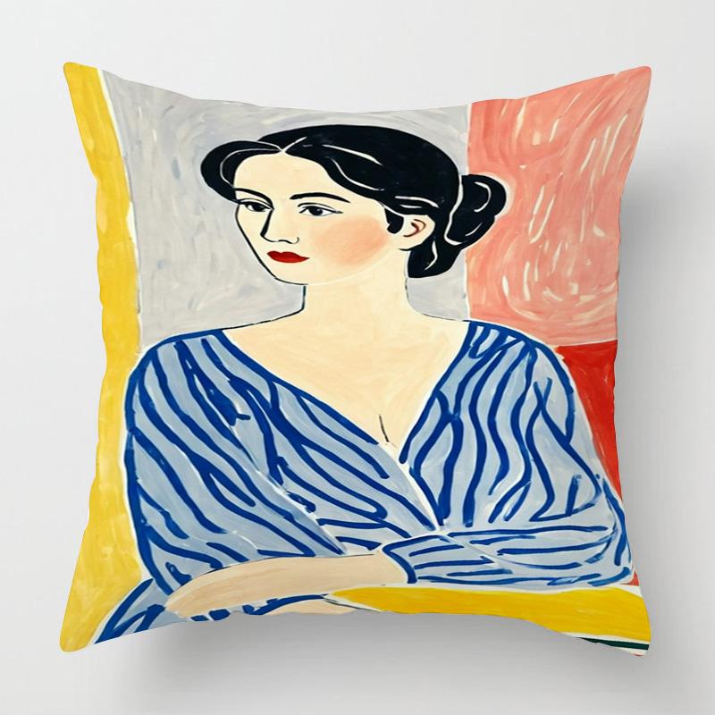 Vintage Figuren Illustrations Kissenbezug 45x 45cm Schlafzimmer Sofa Dekokissenbezug Vier Jahreszeiten Universal Vielfalt optional
