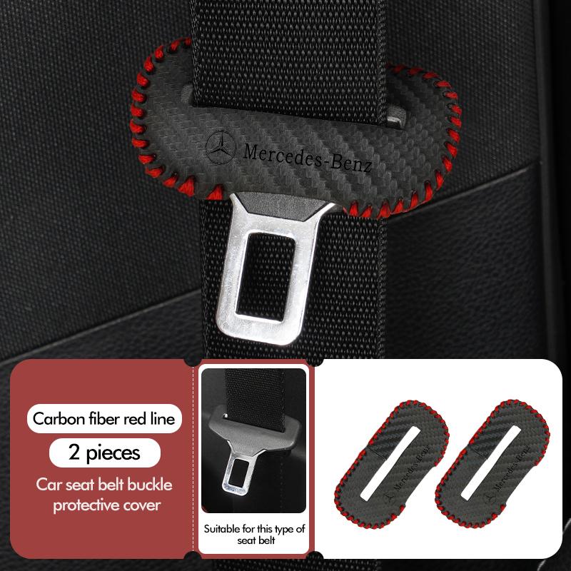 CGRE6 1/2pcs Car Leather Safety Belt Buckle Plug Protective Covers Interior Accessories For Benz CITAN VITO SPRINTER CLS SLK Sport ML