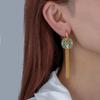 Elegante chinesische Quasten- & Perlenohrringe mit Glasur-Blumendesign für Damen