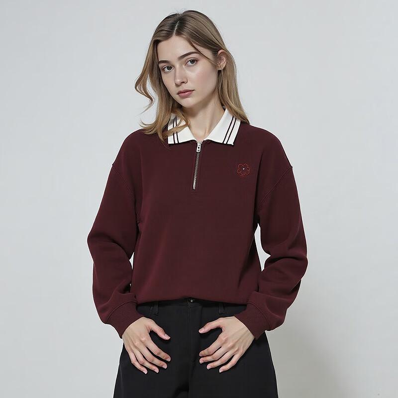 Women's Fleece-Lined Color-block Polo Sweatshirt