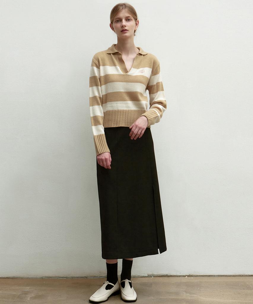 Nigaennikol H-Line Slit Skirt_Black