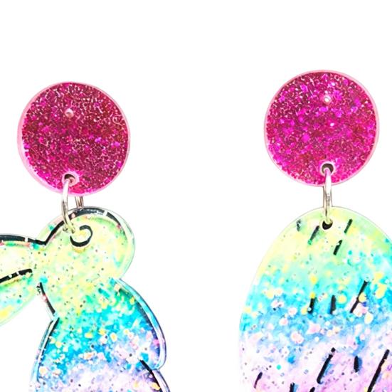 Easter Acrylic Bunny Earrings for Women Glittery and Colorful Rabbit Dangle Earrings Festive Holiday Jewelry for Easter Celebrations