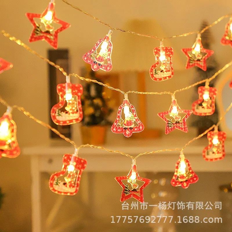1.5m 10Led Christmas Light String Xmas Elk Santa Claus Xmas Tree Hanging Ornaments Merry Christmas Decor Happy New Year 2025