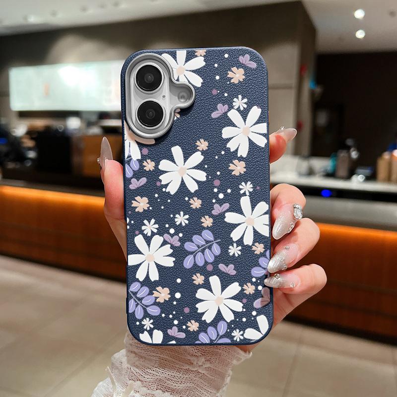 For iPhone 16 15 Pro Max 14 13 12 11 TPU Soft Case Cover Flower Pattern Leather Matte Shockproof Phone Cover For iPhone