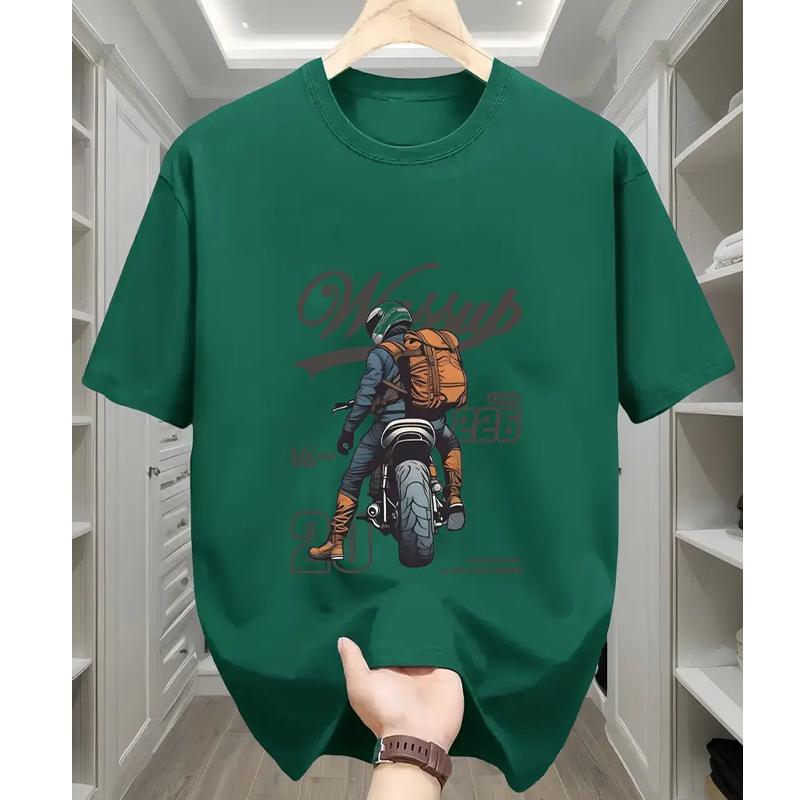 New Summer Men's Fashion T-shirt Personality Motorcycle Printed Men's T-shirt Top