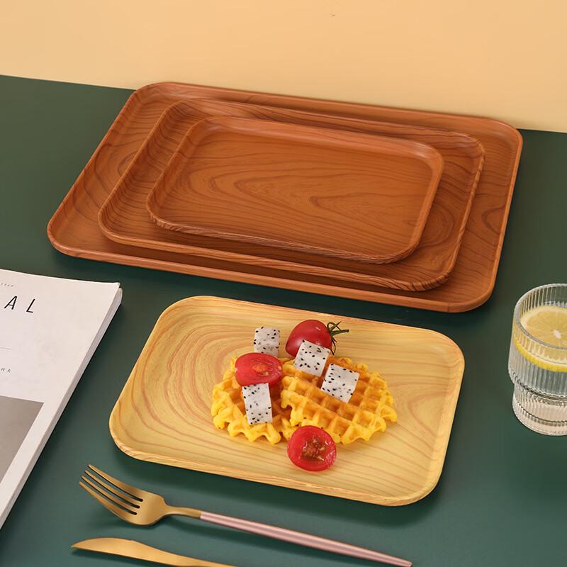 Yangge PP Plastic Imitation Oak Grain Rectangular Serving Tray