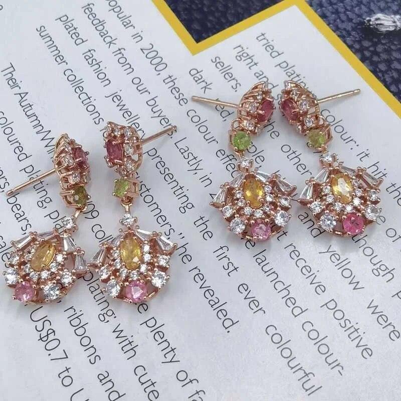 Sace Gems Earring for Women 925 Sterling Silver Natural Tourmaline Stud Earrings Wedding Party Fine Jewelry Eardrop Gift