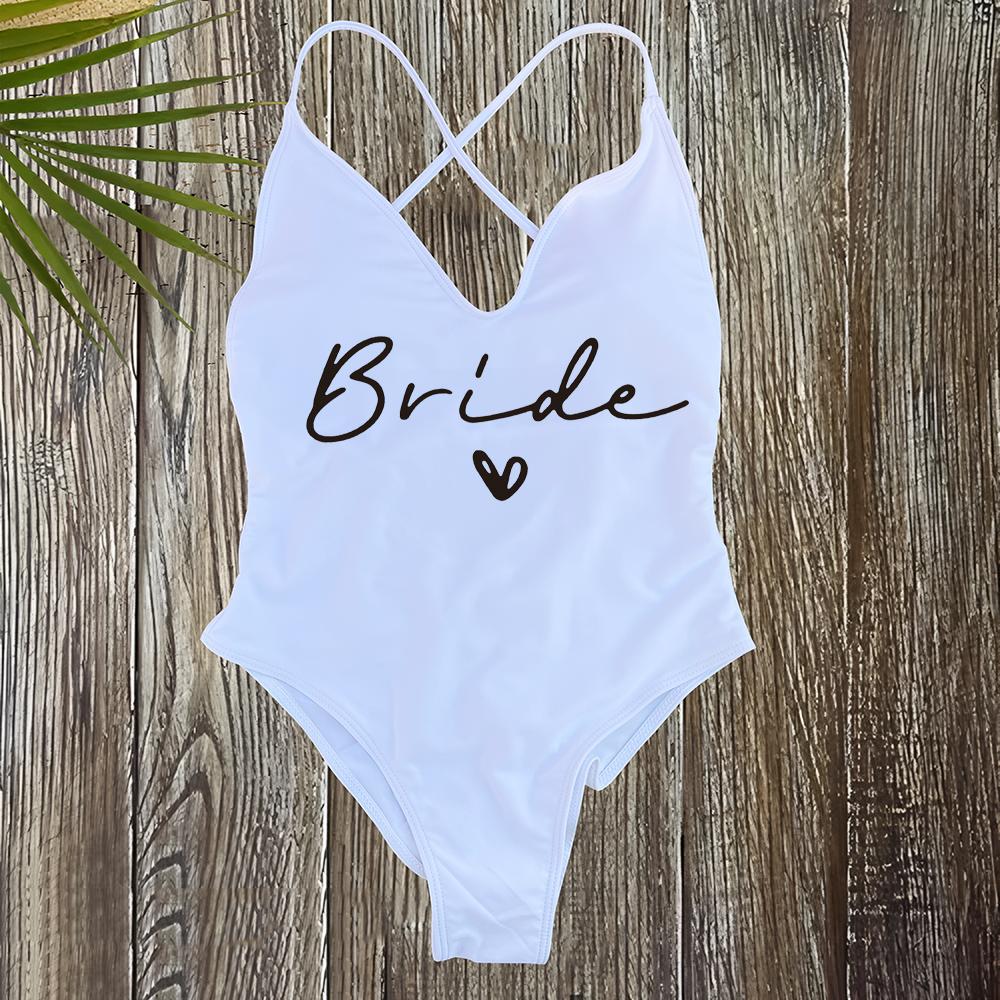 Sexy Padded One Piece Swimsuit Women Team Bride Swimwear Bikini Summer Bathing Suit Plus Size Beachwear Bachelorette Party Lady