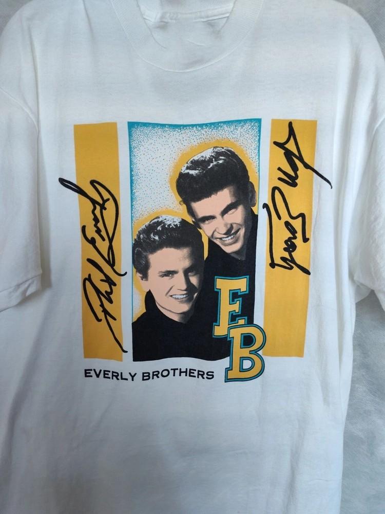 90s Everly Brothers T-shirt White 100% Cotton Unisex ES252 Unisex T-Shirt S