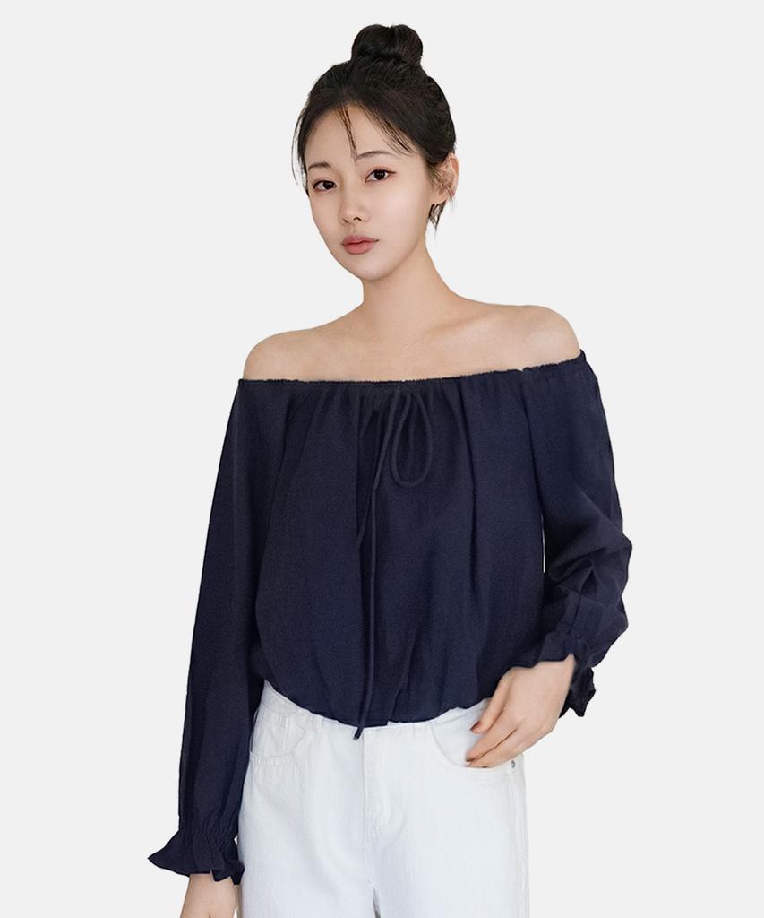 Keulleiseu Muse Shirred Balloon Blouse_Brown