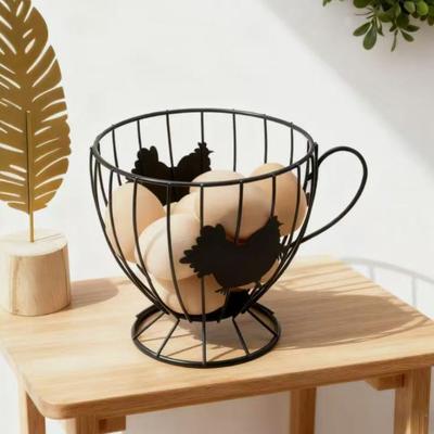 New Iron Egg Storage Basket Large Capacity Creative Egg Storage Rack Hollowed-out Storage Cup Coffee Shop Display
