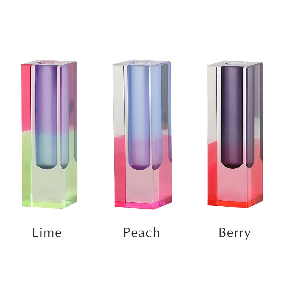 Acrylic Flower Vase, Elixir (Lime), Changes Color with Light and Angle, #58364