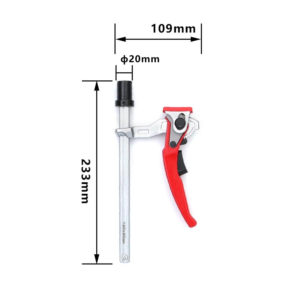 Woodworking Desktop Dog Hole Fixing Clamp Adjustable Steel Table Clamp for Woodworking Workbench Fixing Ratchet 19/20MM F Clamp