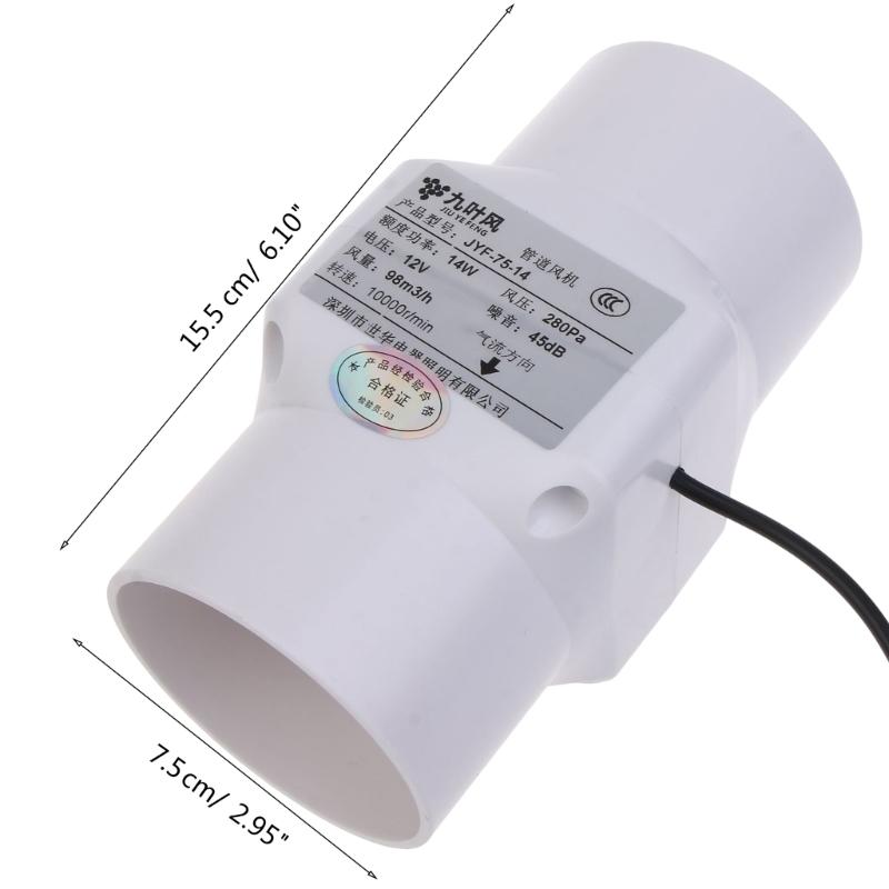 75mm Abluftventilator Heim Inline Rohrkanalventilator Für Badezimmer Abzug Belüftung Drehzahlregelnd Luftreiniger Ventilator