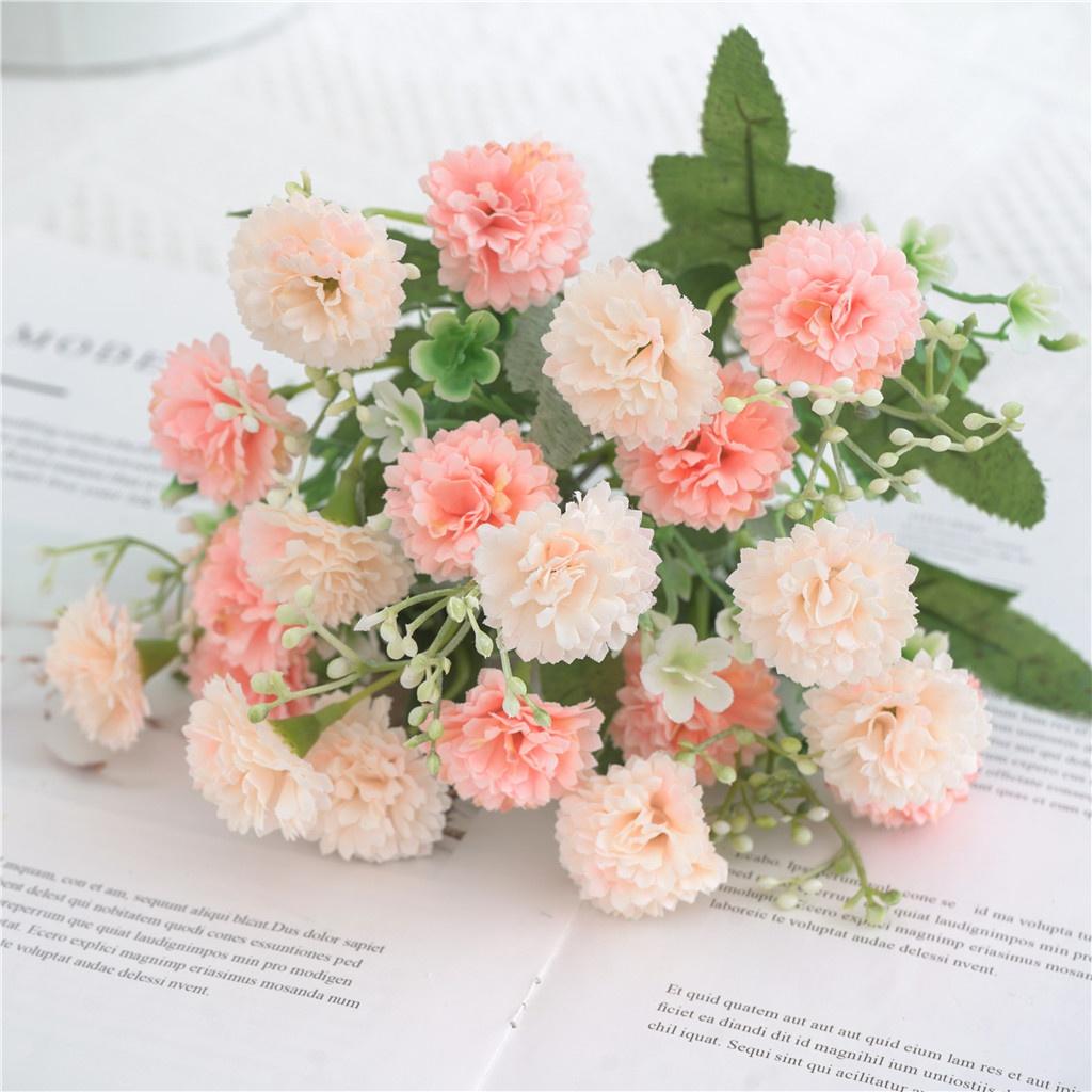 1pc Artificial Fake Floral Carnation Bouquet Silk Flowers Arrangement Home Party Wreath Wedding Tabletop Vase Decoration