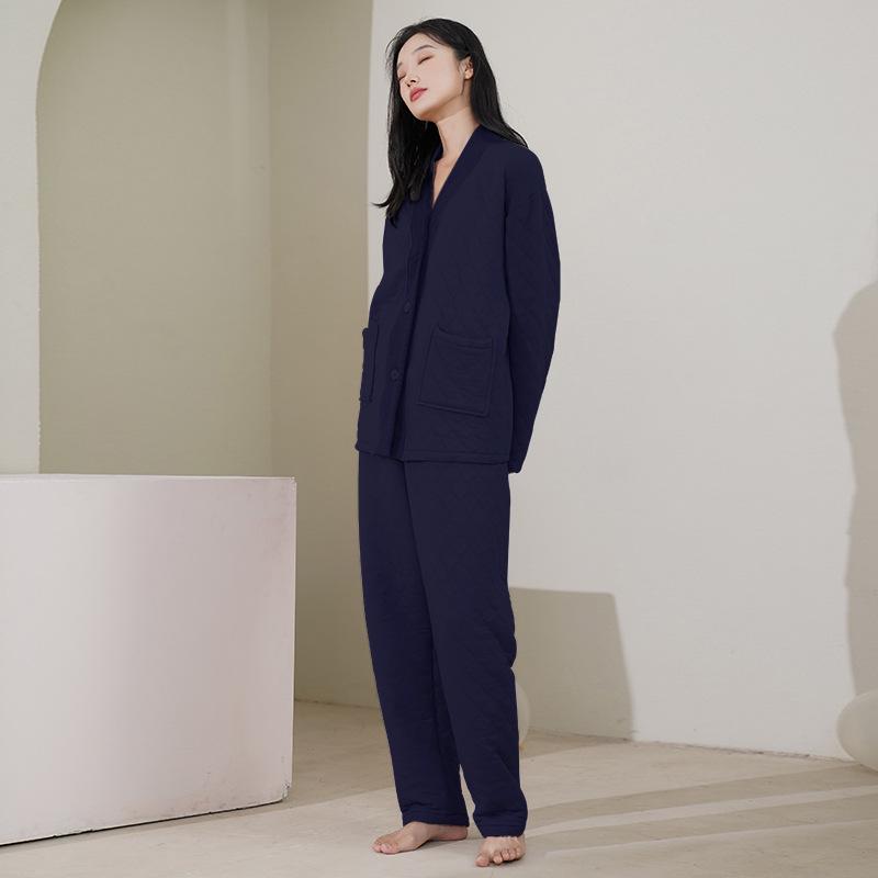 Women's Quilted Cotton Pajamas - Thick, Warm, Large Sizes for Spring, Autumn, and Winter