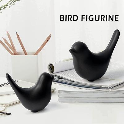Statuette opache di uccelli neri creativi Accessori per decorazioni per la casa (Confezione da 2, Nero)
