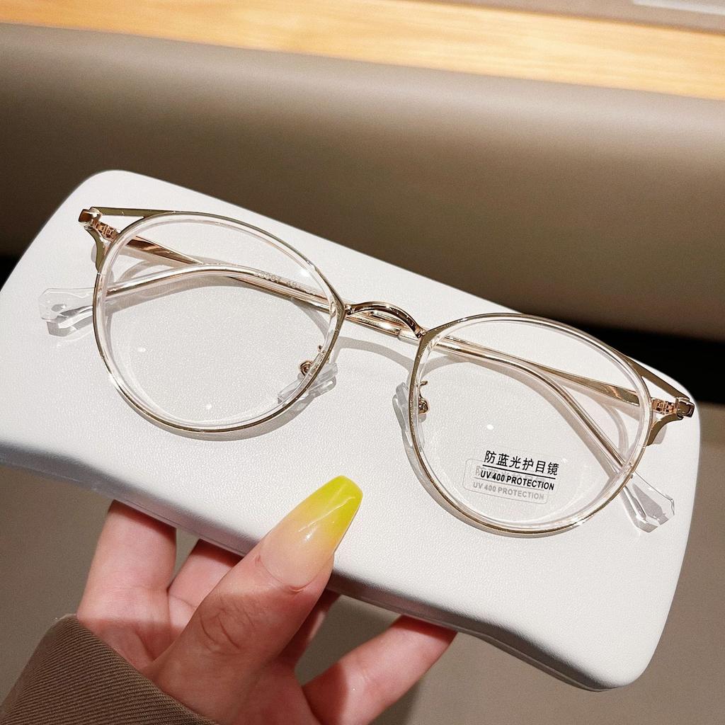 Anti-Blue Glasses Personalized Student Myopia Glasses Frame Round Frame Retro Literary Flat Mirror