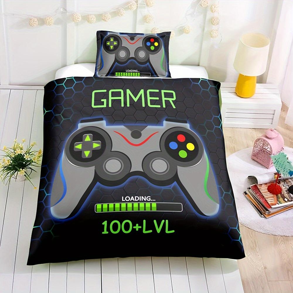 Bettwäscheset mit Cartoon-Gamepad-Aufdruck für Jungen und Teenager, weicher, bequemer Bettbezug für Schlafzimmer und Gästezimmer
