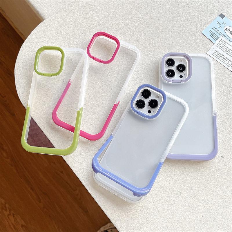 Shockproof Clear Kickstand Phone Case For Iphone 14 Pro Max 13 12 11 Pro Max 14 Plus Lens Protection Silicone Bumper Back Cover
