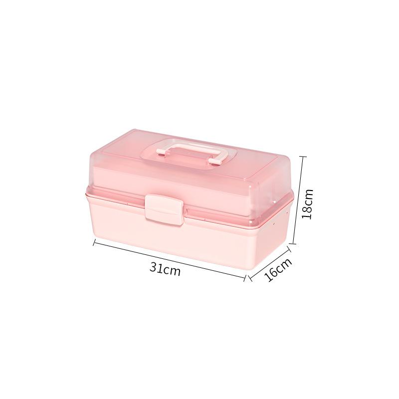 

1PC Multifunctional Medical Box Storage Box Multi-layer Art Student Toolbox Flip Cover Storage Box First Aid Box рожевий