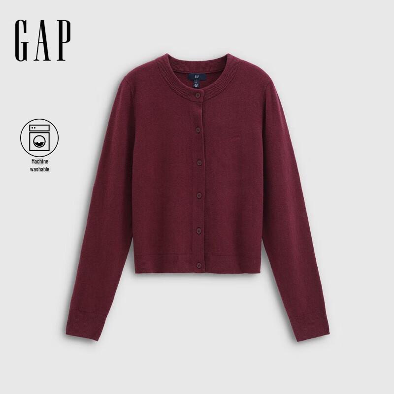 Gap Women s 2025 Fall Embroidered Logo Fitted Round Neck Soft Knit Cardigan M