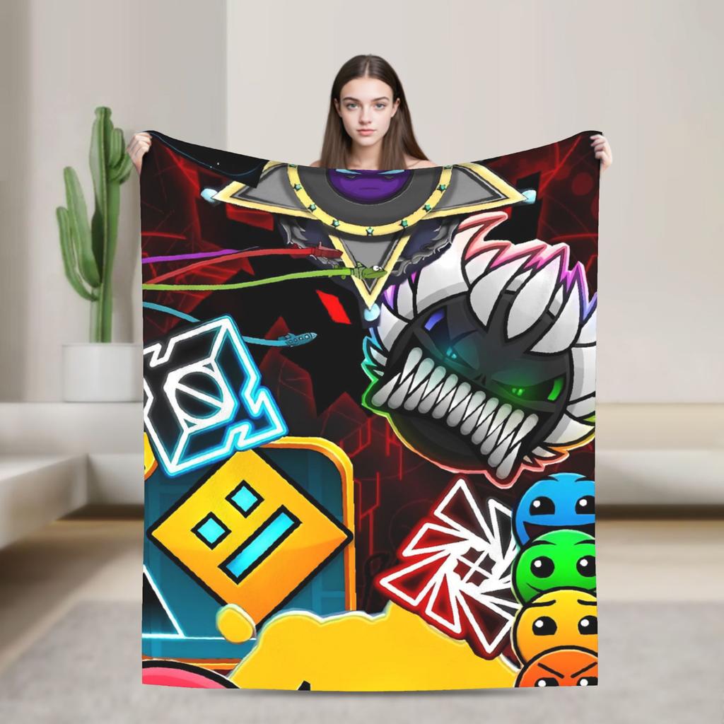 Geometry Gaming Dashed  Warm Blanket  Boy Girl Plush Throw Blanket Funny Living Room Flannel Bedspread Sofa Bed Cover