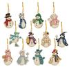 12 pcs Snowman Christmas Tree Hanging Pendant Xmas Tree DIY Rhinestone Pendant Art Kit  Christmas