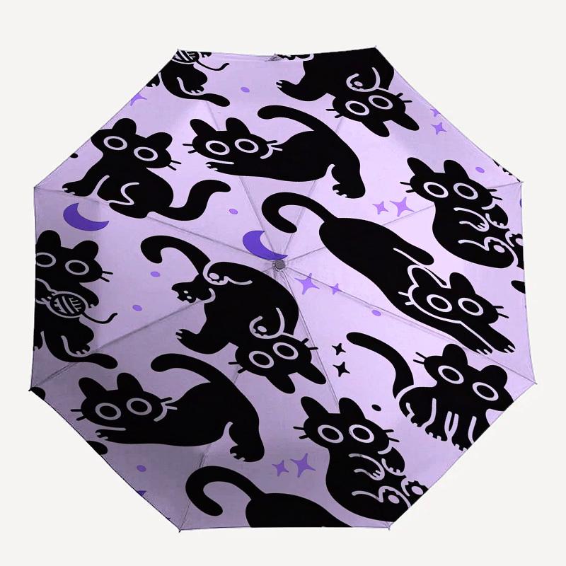 Cats, Purple- Automatic umbrella,Suitable for Men and Women, Travel, Daily Compact Umbrella, Outdoor Accessories,Gifts for Fashion Lovers0904b