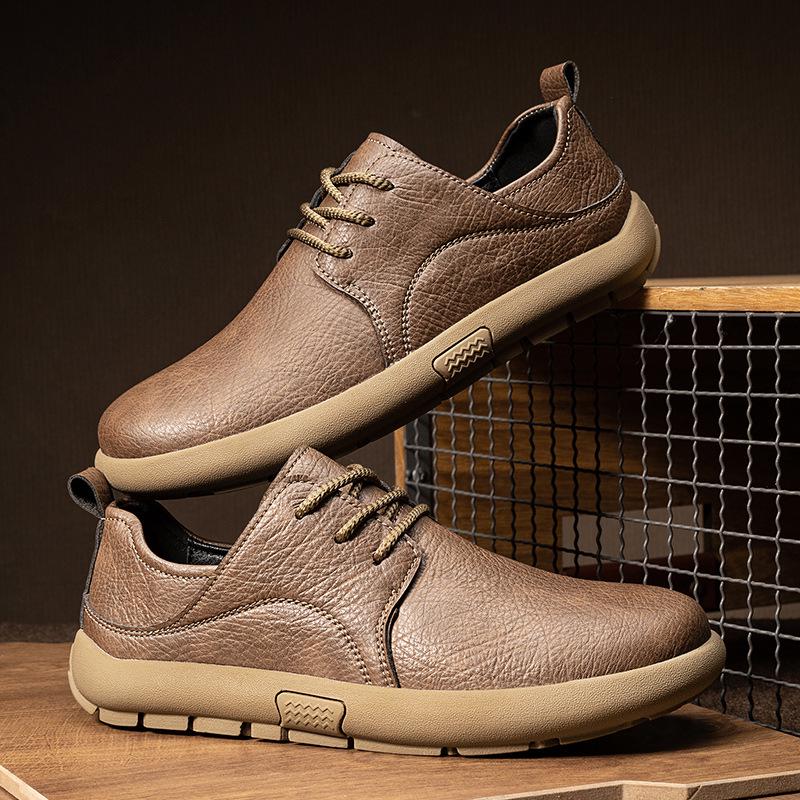 Men's 2025 Winter Retro Leather Casual Sports Shoes - Non-slip, Soft Sole, British Style Work Footwear
