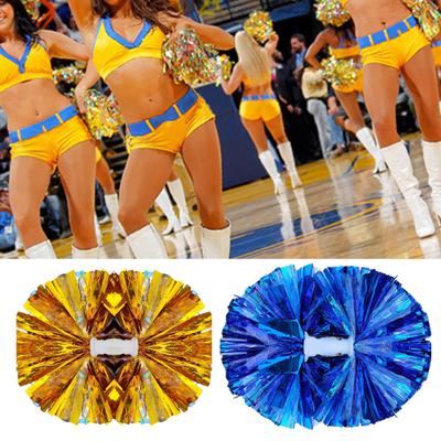 Yousheng Double-headed Metallic Pom Poms Cheerleading Flower Ball with Handle Team Sports Spirit Party Kids Adults Cheer Pompoms