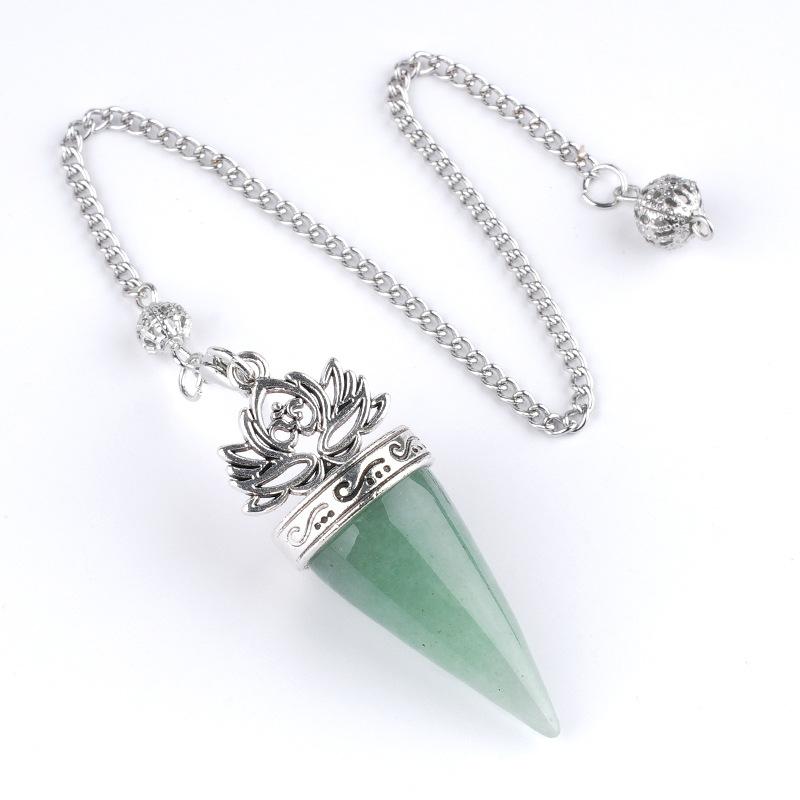 1pc Healing Crystal Pendulum Pendants Lucky Natural Stone Pendulum Pendant With Silvery Ball Chain Hypnosis For Jewelry Gifts