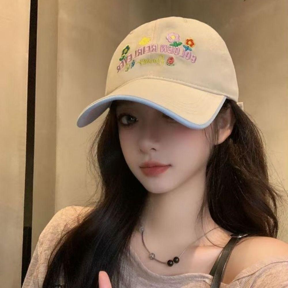 Little Flower Sun Hat Korean-Style Peaked Cap Leisure Baseball Cap for Women  Summer